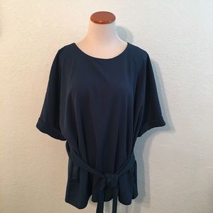 Worthington Teal Blouse with Belt Plus Size 1X NWT